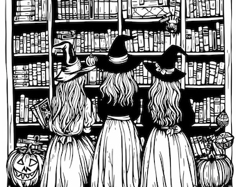 20 páginas para colorear de brujas en escala de grises: para adultos y niños (PDF imprimible)