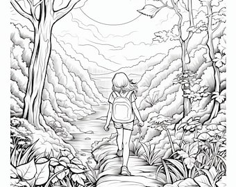 33 の素晴らしいアウトドアぬり絵ページ、子供と大人向けのぬり絵ページ、グレースケール、PDF 印刷可能、デジタル ダウンロード