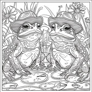 20 Friendly Frog Coloring Book Pages, Coloring pages for kids and adults, Grayscale, PDF Printable, Digital download