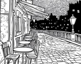 Dibujos de viajes para colorear: 70 paisajes en escala de grises para niños y adultos (PDF imprimible)