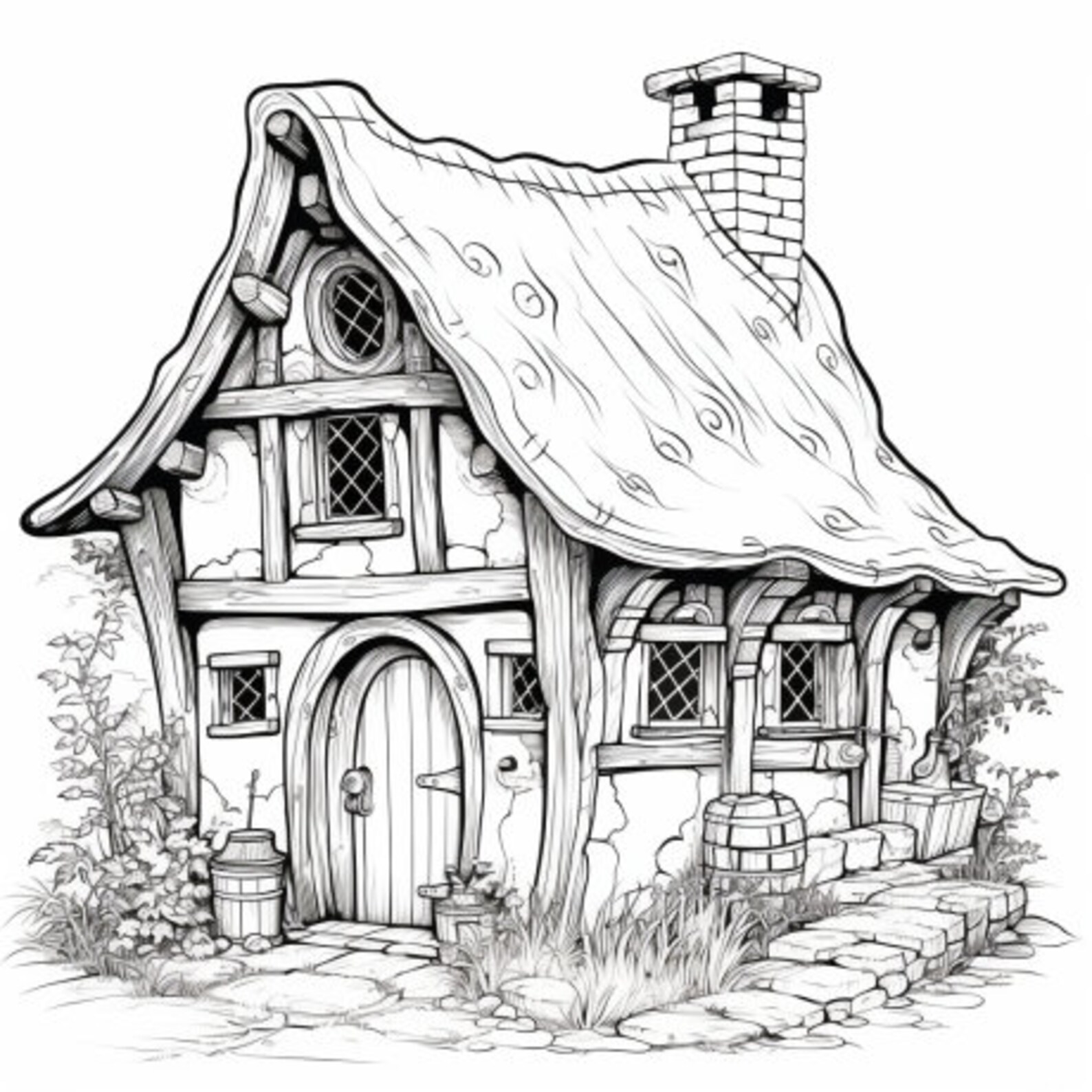 35 Cozy Cottage Coloring Book Pages, Coloring Pages for Kids and Adults