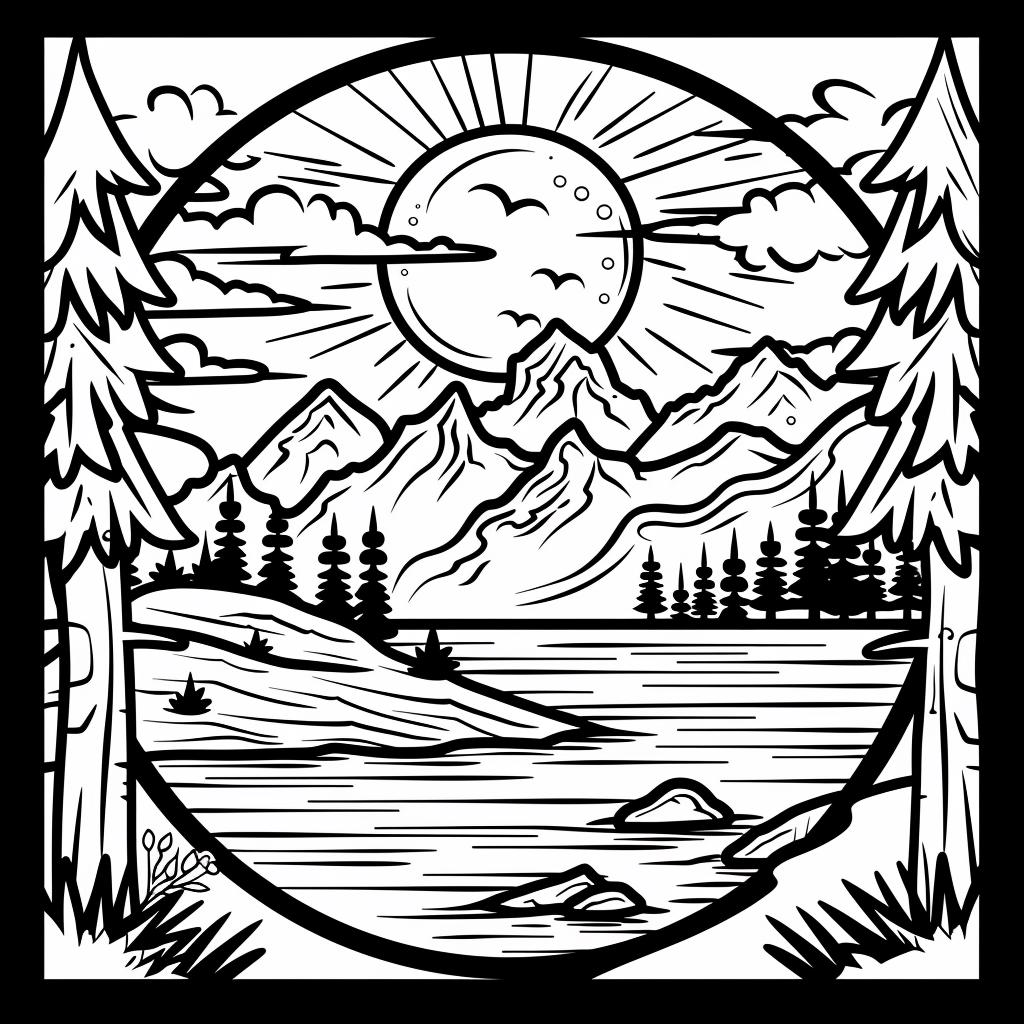 Minimalist Scenery Coloring Book: 26 Grayscale Pages (PDF