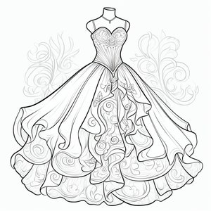 30 Pretty Dresses Coloring Book Pages, Coloring Pages for Kids and ...