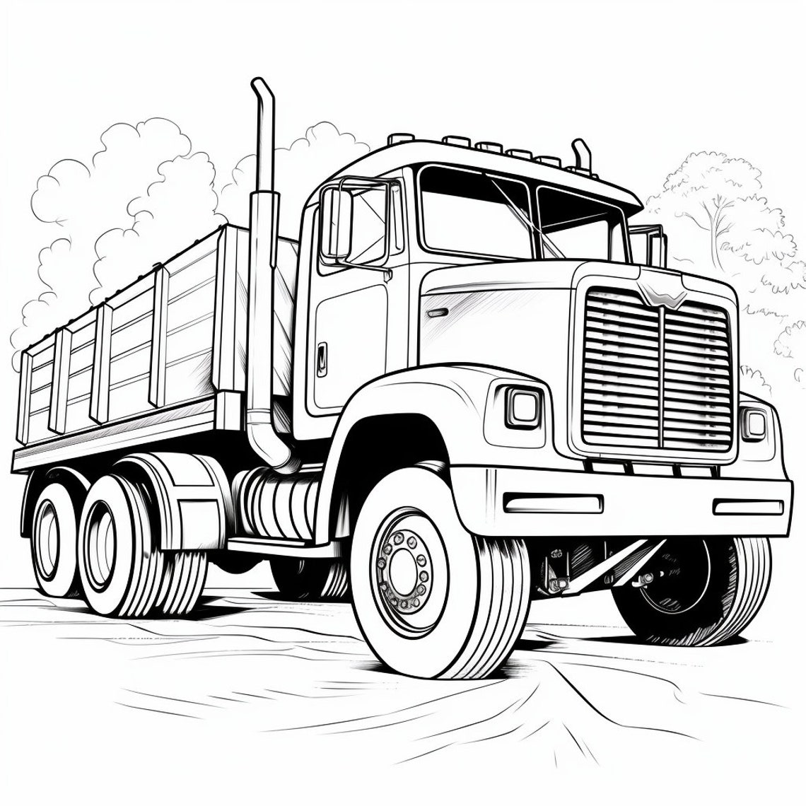 25 Truck Coloring Book Pages, Coloring Pages for Kids and Adults