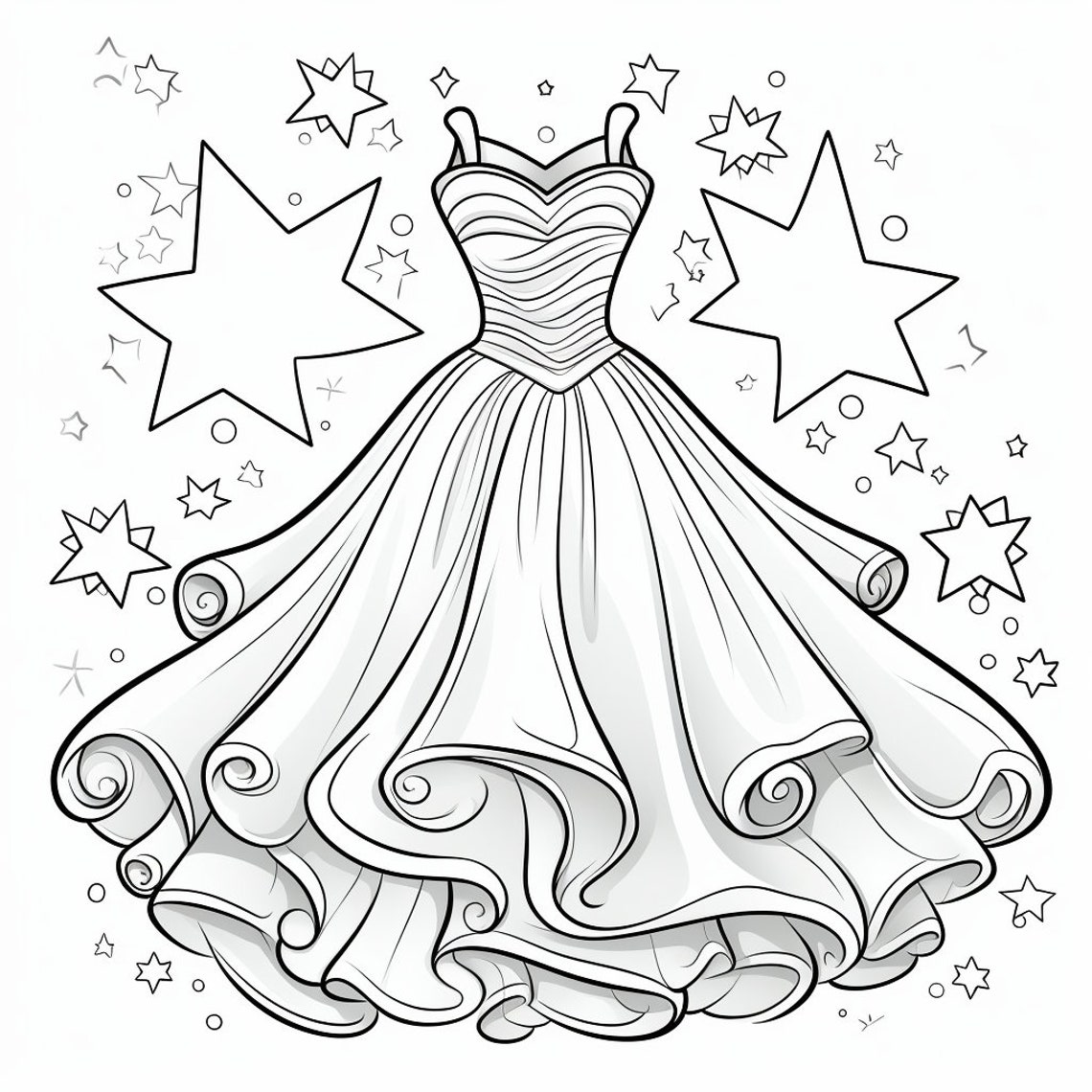 30 Pretty Dresses Coloring Book Pages, Coloring Pages for Kids and ...