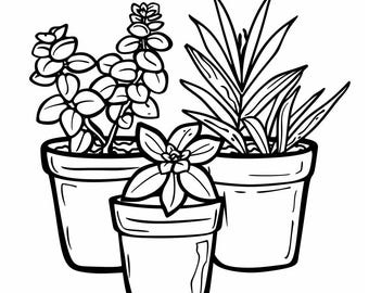 植物愛好家のための塗り絵：グレースケールの花のイラスト（PDF印刷可能）