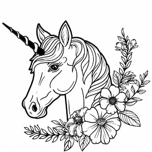 Magical Unicorn Coloring Book: 20 Grayscale Pages (PDF Printable)