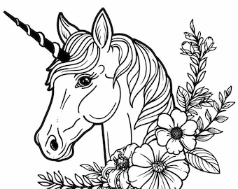 Magical Unicorn Coloring Book: 20 Grayscale Pages (PDF Printable)