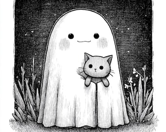 Dibujos para colorear de fantasmas: Ilustraciones en escala de grises (PDF imprimible)