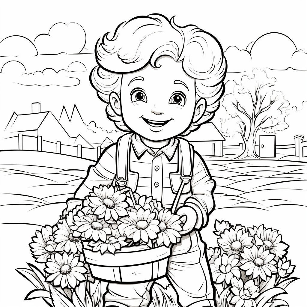25 Springtime Coloring Book Pages, Coloring Pages for Kids and Adults