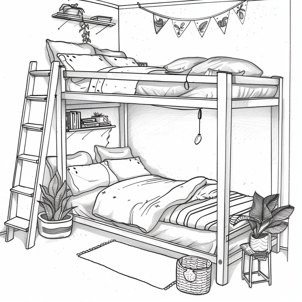 21 Aesthetic Room Coloring Book Pages, Coloring Pages for Kids and ...