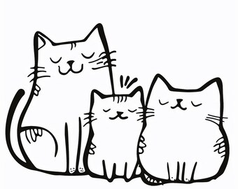 チャンキーキャッツの塗り絵：20ページのグレースケール（PDF印刷可能）