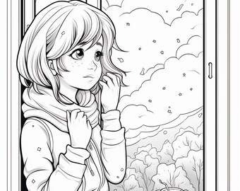 Rainy Day Coloring Book: 20 Grayscale Pages for Kids & Adults (PDF Printable)