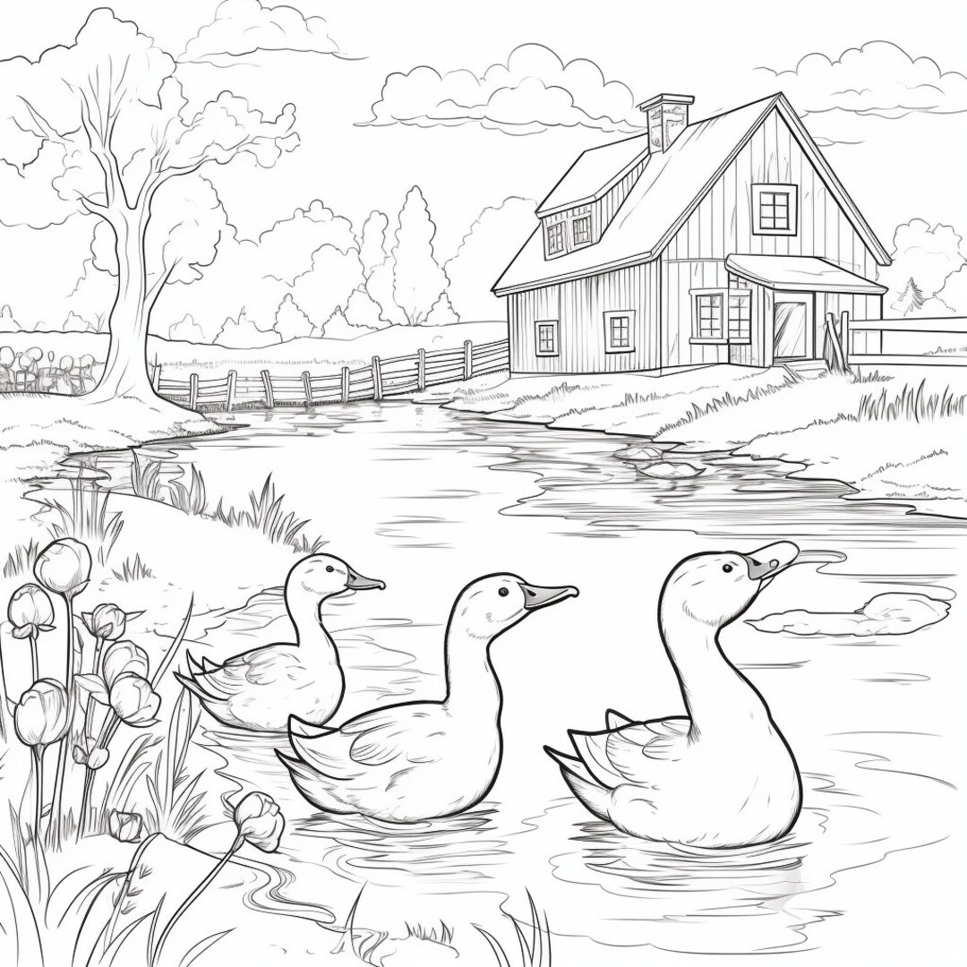 20 Farm Animals Coloring Book Pages, Coloring Pages for Kids and Adults ...