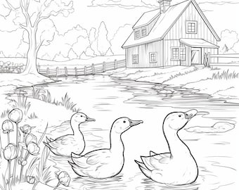 Farm Animals Coloring Book: 20 Grayscale Pages (PDF Printable)