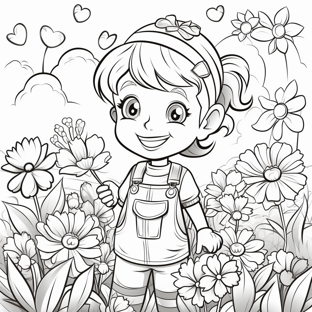 25 Springtime Coloring Book Pages, Coloring Pages for Kids and Adults