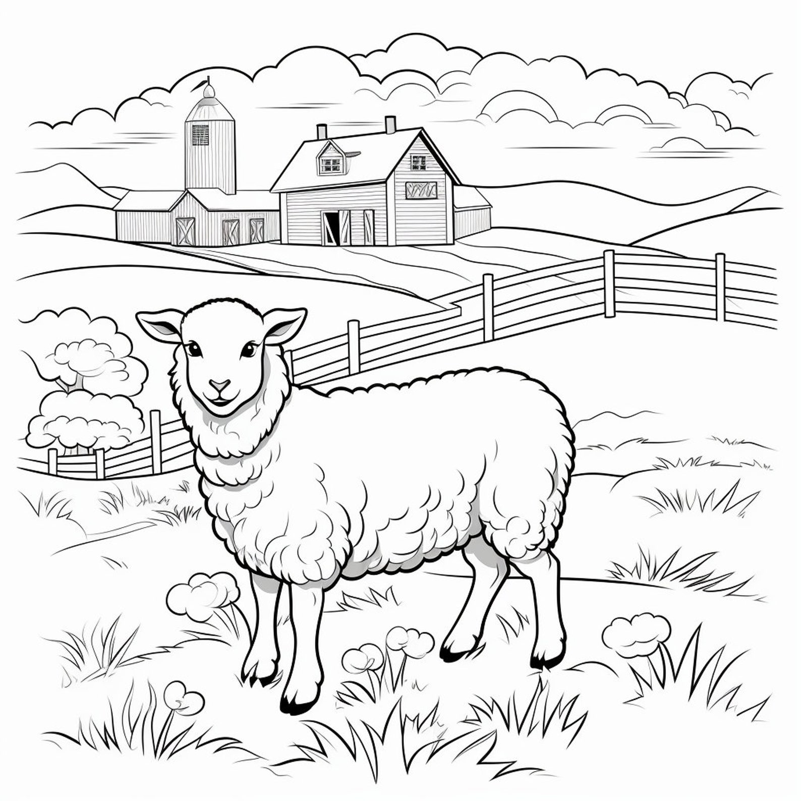20 Farm Animals Coloring Book Pages, Coloring Pages for Kids and Adults ...