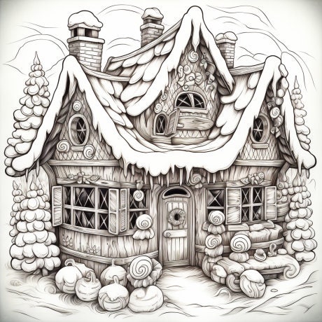 35 Cozy Cottage Coloring Book Pages, Coloring Pages for Kids and Adults