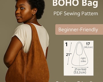 BOHO Bag PDF Sewing Pattern – Beginner-Friendly Shoulder & Crossbody Styles with Illustrated Instructions