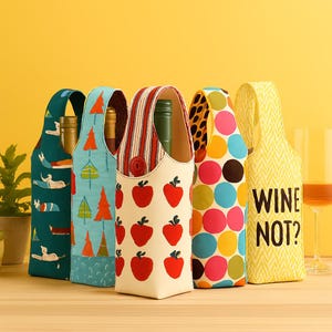 DIY Wine Bottle Bag Sewing Pattern – Easy PDF Tutorial – Handmade Gift Idea – Beginner Friendly – Instant Download