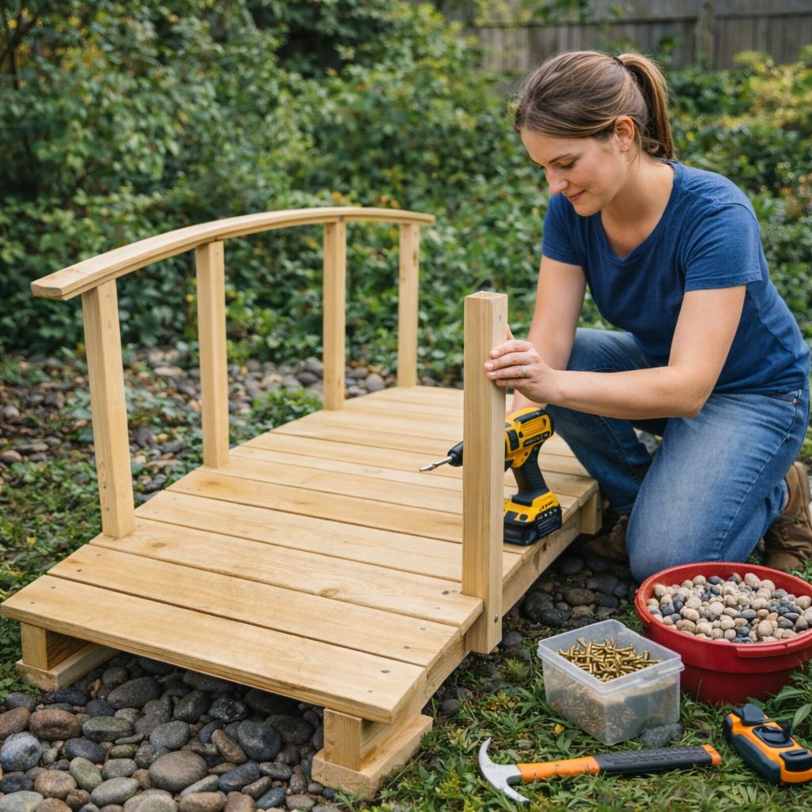DIY Wooden Garden Bridge | Rustic Outdoor Decor | Decorative Backyard ...