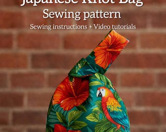 Japanese Knot Bag PDF Pattern – Easy DIY Sewing Gift, Beginner-Friendly, Instant Download