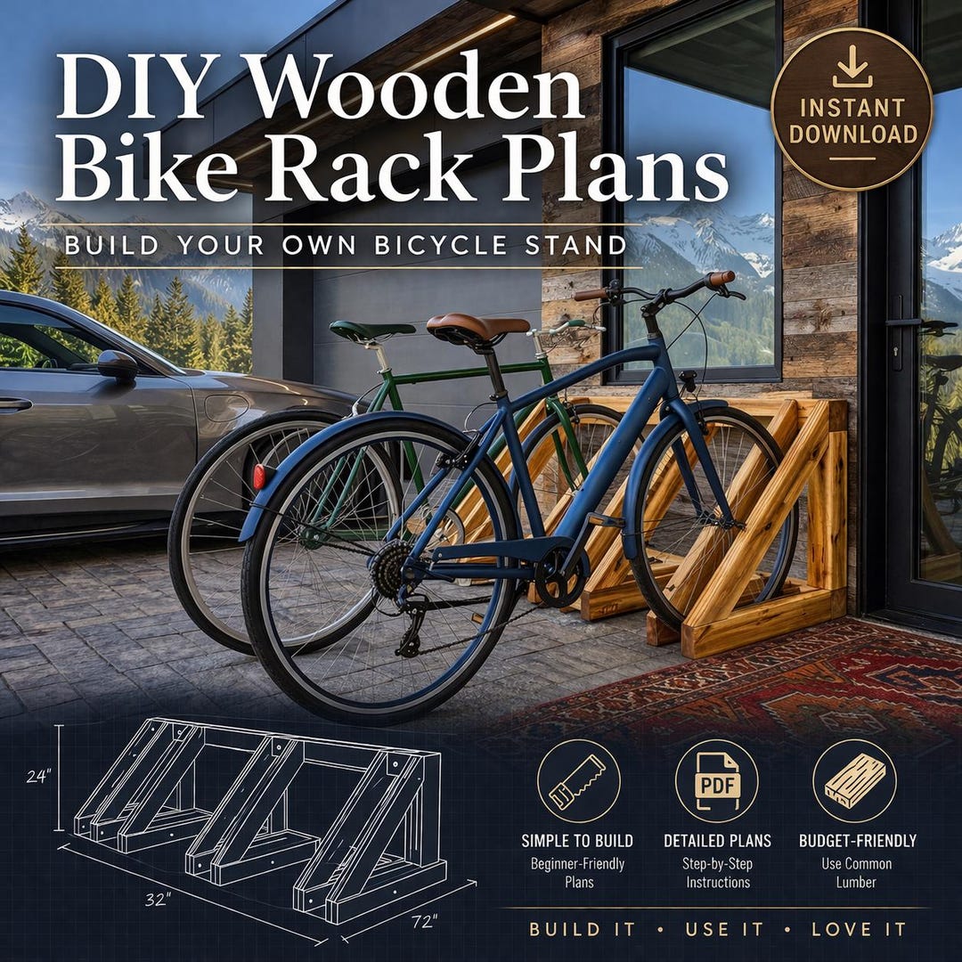 DIY Wooden Bike Rack Plans PDF | Bike Stand Woodworking Project ...