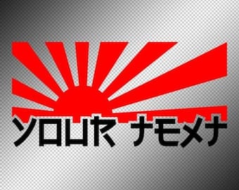 Made In Japan Red Rising Sun Kanji JDM Japanese Performance Vinyl Sticker Decal - Foto 9