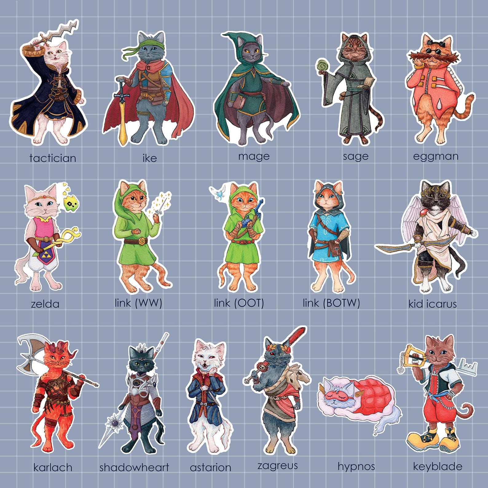 Jtc Sticker Video Game Inspired Costumed Cats Stickers - Etsy