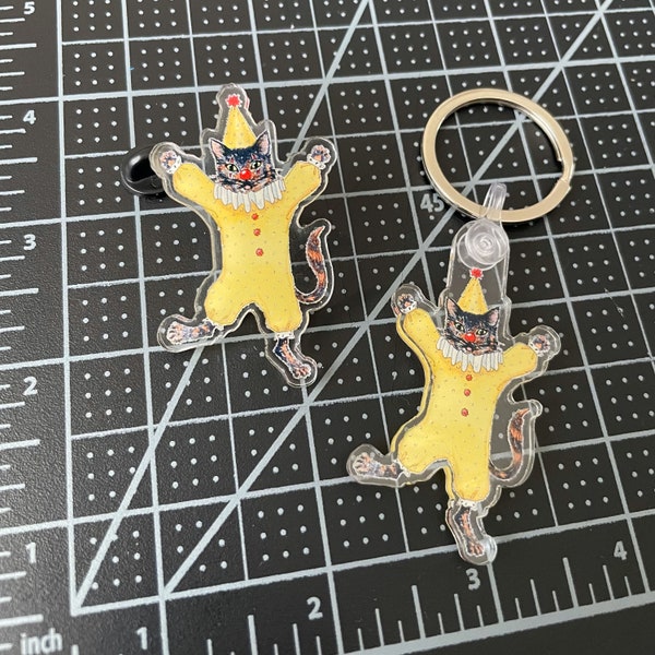 Clown Cat Pins and Keychains