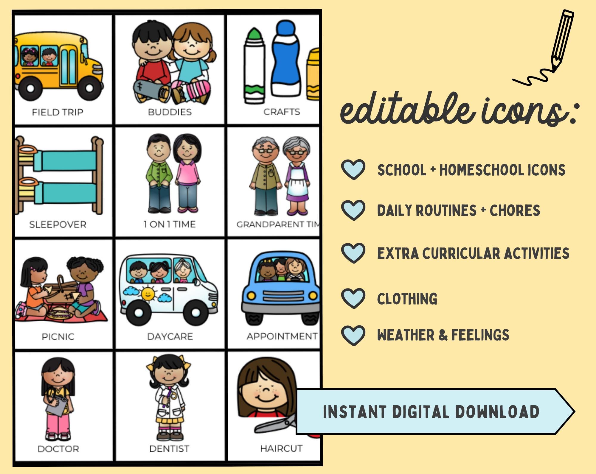 Printable Visual Schedule Bundle for Kids I Editable Daily Routine ...