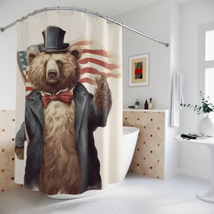 Shower curtain Patriotic Bear: Independence Edition