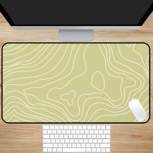 Yellow Topographic Mousepad, XXL Line Mousepad, Gaming Terrain Deskmat, Topography Mousepad, Multiple Sizes