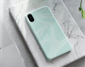 Mint Green Abstract Swirl iPhone Case, Aesthetic iPhone Case, iPhone 13, 13 Pro, 13 Pro Max, 12 Pro, 12 Pro Max, 12 & 11 Pro, iPhone XR