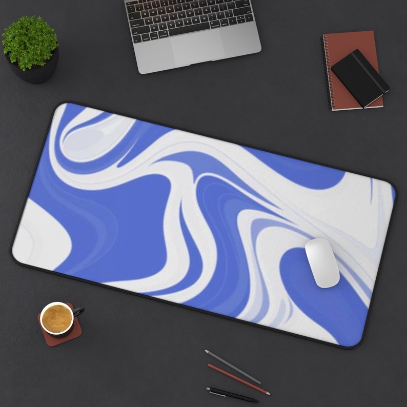 Abstract Blue Swirl Mousepad, Abstract Minimalist Mousepad, Gaming XXL