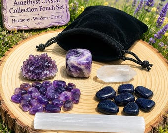 Amethyst Crystal Collection Pouch Set