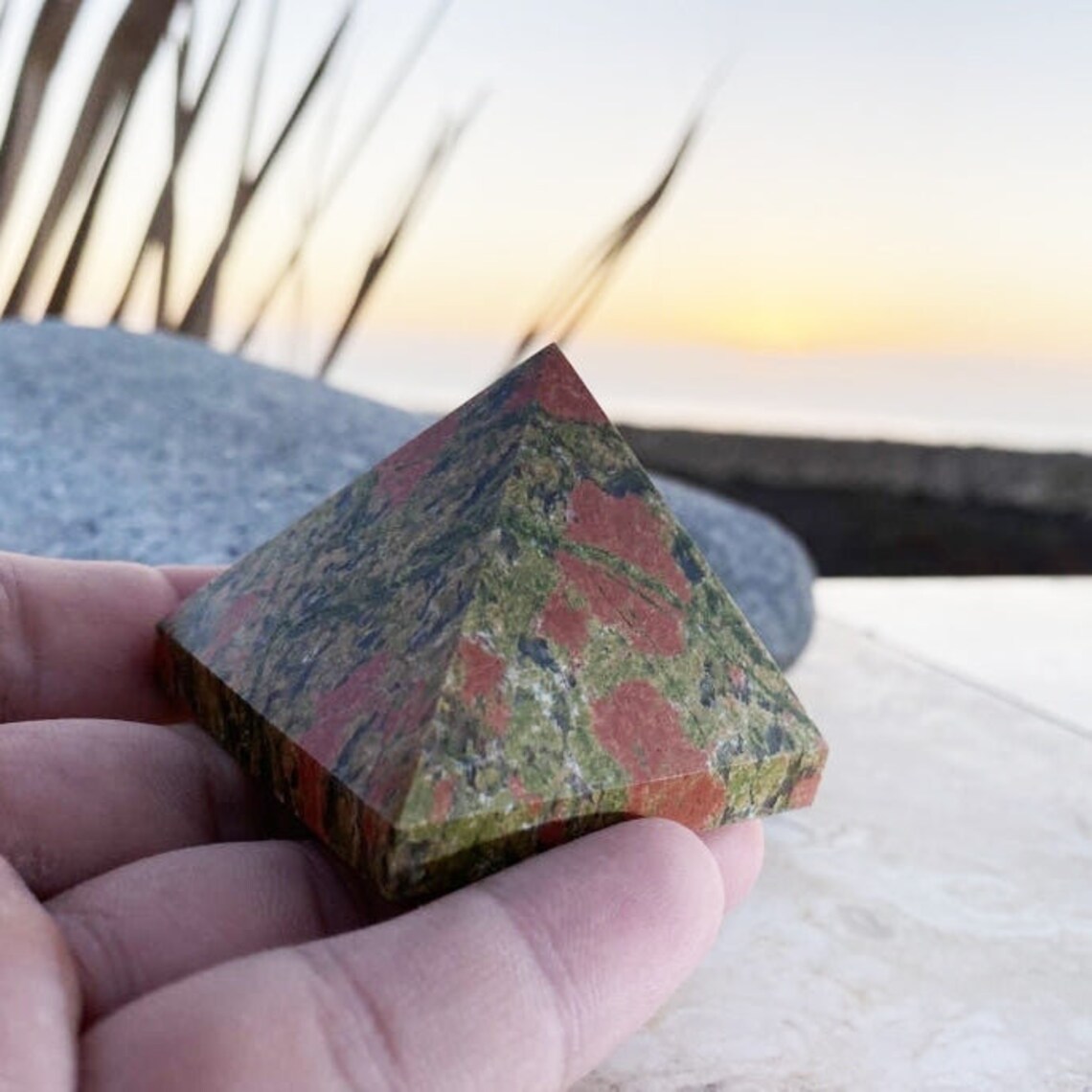 Pyramid Inch Stone Unakite Pyramid - Medium Size 2 Inch - stone of Nurture, Grounding ...