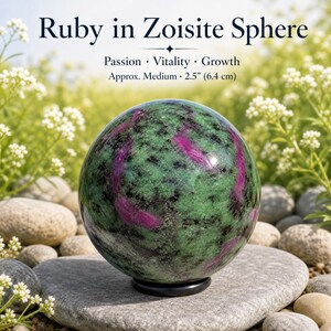 Rubin i Zoisit-sfär – Passions- och vitalitetskristall (5-6 cm)