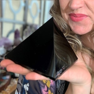 Large Obsidian Pyramid  - Large Size 4 inch - Stone of  Protection, Grounding & Transformation.  Pyramids Represent Stability and Strength.