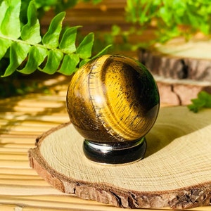 Tiger&#39;s Eye Mini-Sphere - Size 1 inch - Stone of Courage, Confidence & Protection - Promotes Balance and Harmony