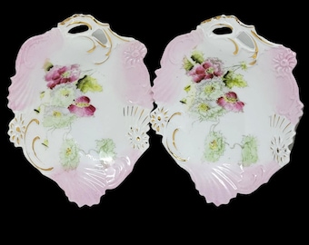 Vintage Fine China Hand Painted Floral Candy Dish Set