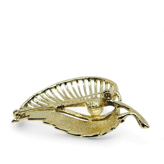 Vintage Gold Toned Leaf Brooch - image 4