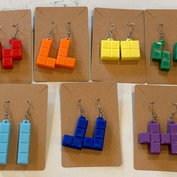 Tetris Inspired 3D Printed Earrings