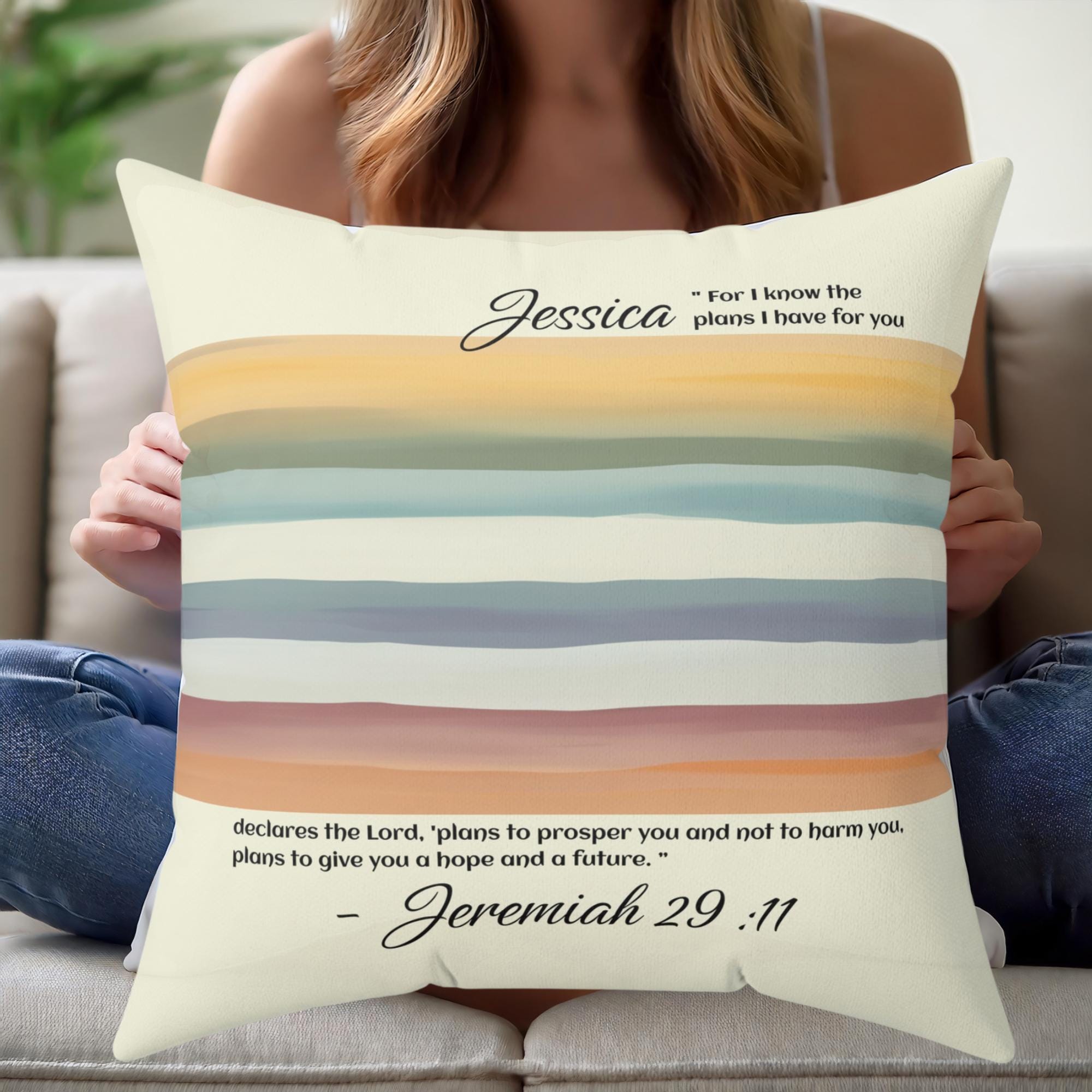 Jeremiah 29:11 Personalized Cozy Pillow, Bible Verse Pillow for