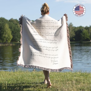 Romantic Personalized Woven Bkanket - Custom Love Letter Poem Blanket -  Anniversary Present For Wife or Girlfriend - Long Distance Keepsake