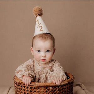 Girl's Half Birthday Party Hat: Glittery Boho Felt Hat