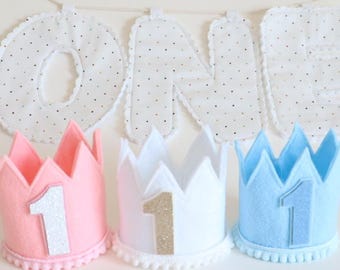 Verjaardagskroon voor baby en kinderen Kroon voor verjaardagsfeestje Handgemaakte kroon voor eerste verjaardagsfeestje Hoed voor foto Prop Halve verjaardagskroon