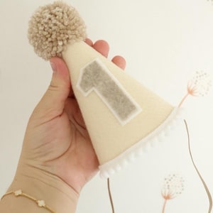 Boho First Birthday Party Hat: Handmade Felt Pom Pom Cone