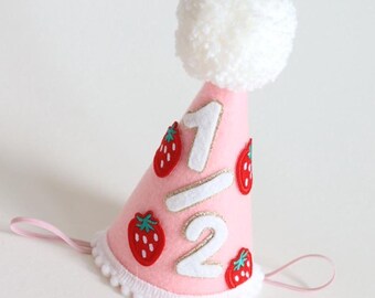 Strawberry 1st Birthday Party Hat: Boho Daisy Theme