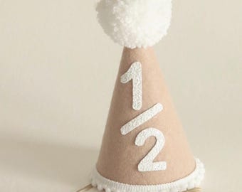 Neutraal mutsje voor halve verjaardag Baby Zes maanden Mijlpaalviering Fotorekwisiet Eerste verjaardagsfeestje Accessoire Aanpasbaar aandenken Geheugen